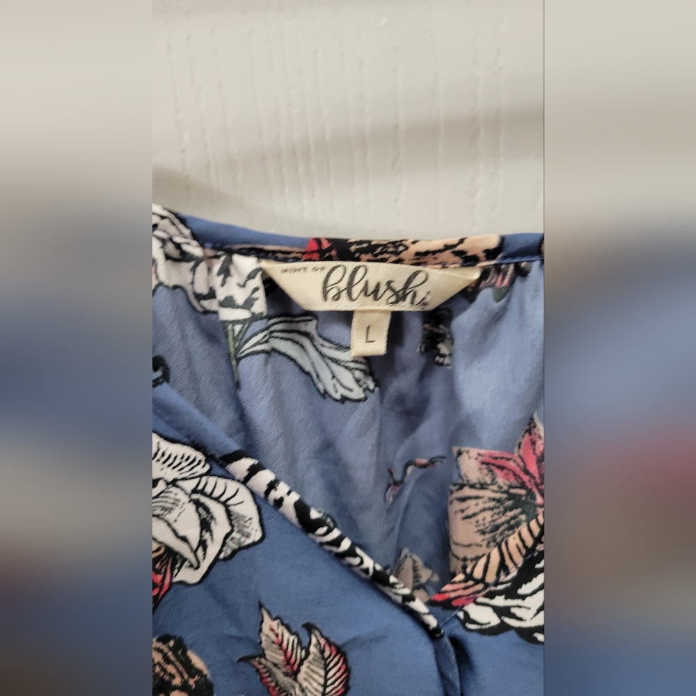 Blue Floral Off-Shoulder Mini Dress - Picture 3 of 10